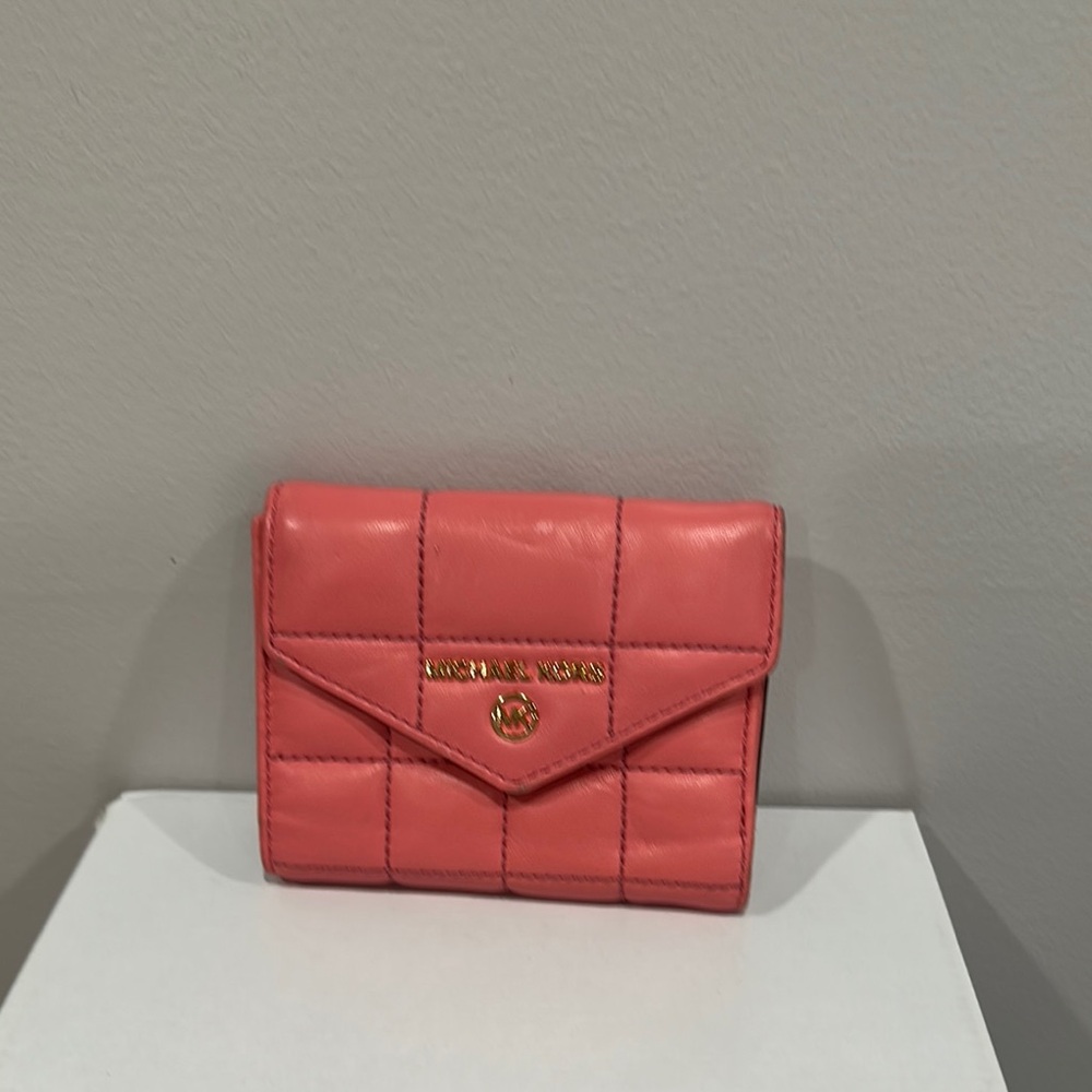 Michael Kors Pink Quilted Wallet Gold-Tone Hardware